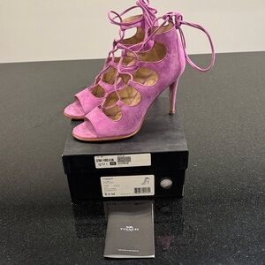 Coach Women's Wildflower Pink Lace-Up Kira Heels 8.5